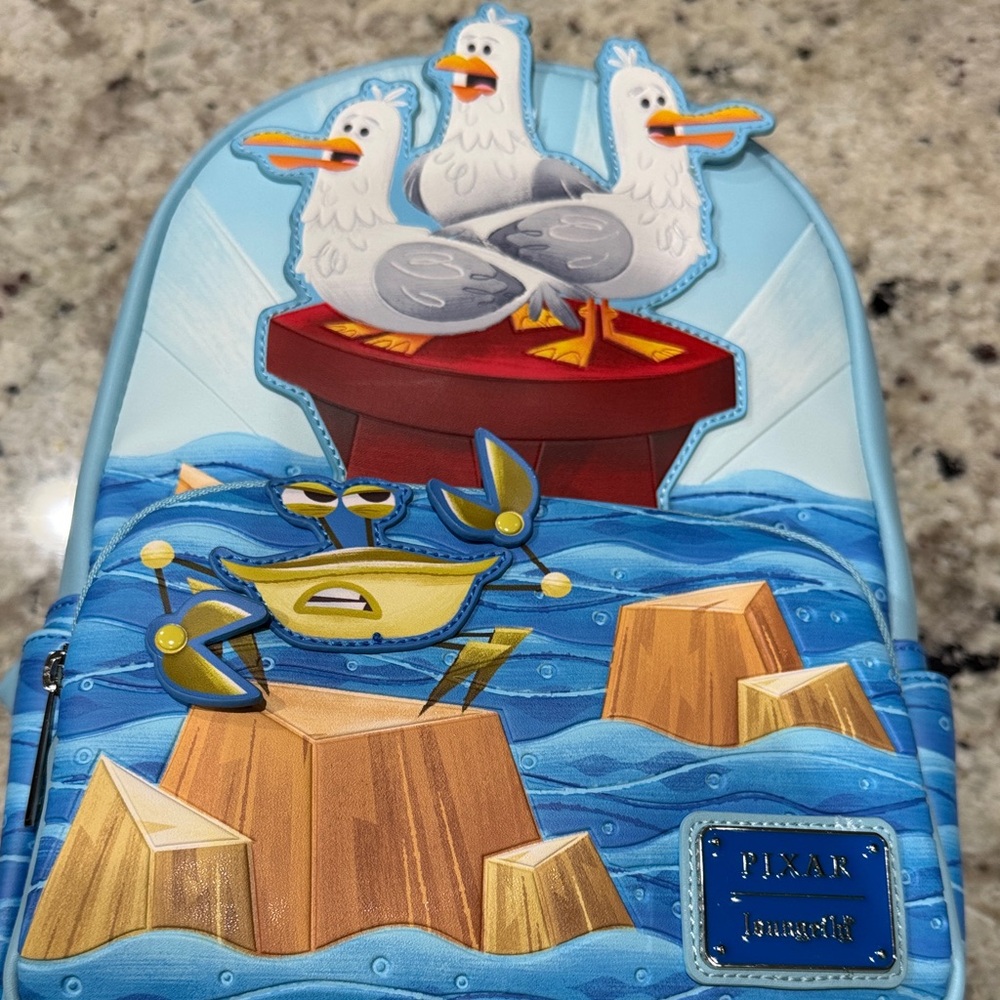 Disney Pixar Loungefly Finding Nemo Talking Seagulls Mine Mine Mine Backpack NWT - Picture 5 of 10
